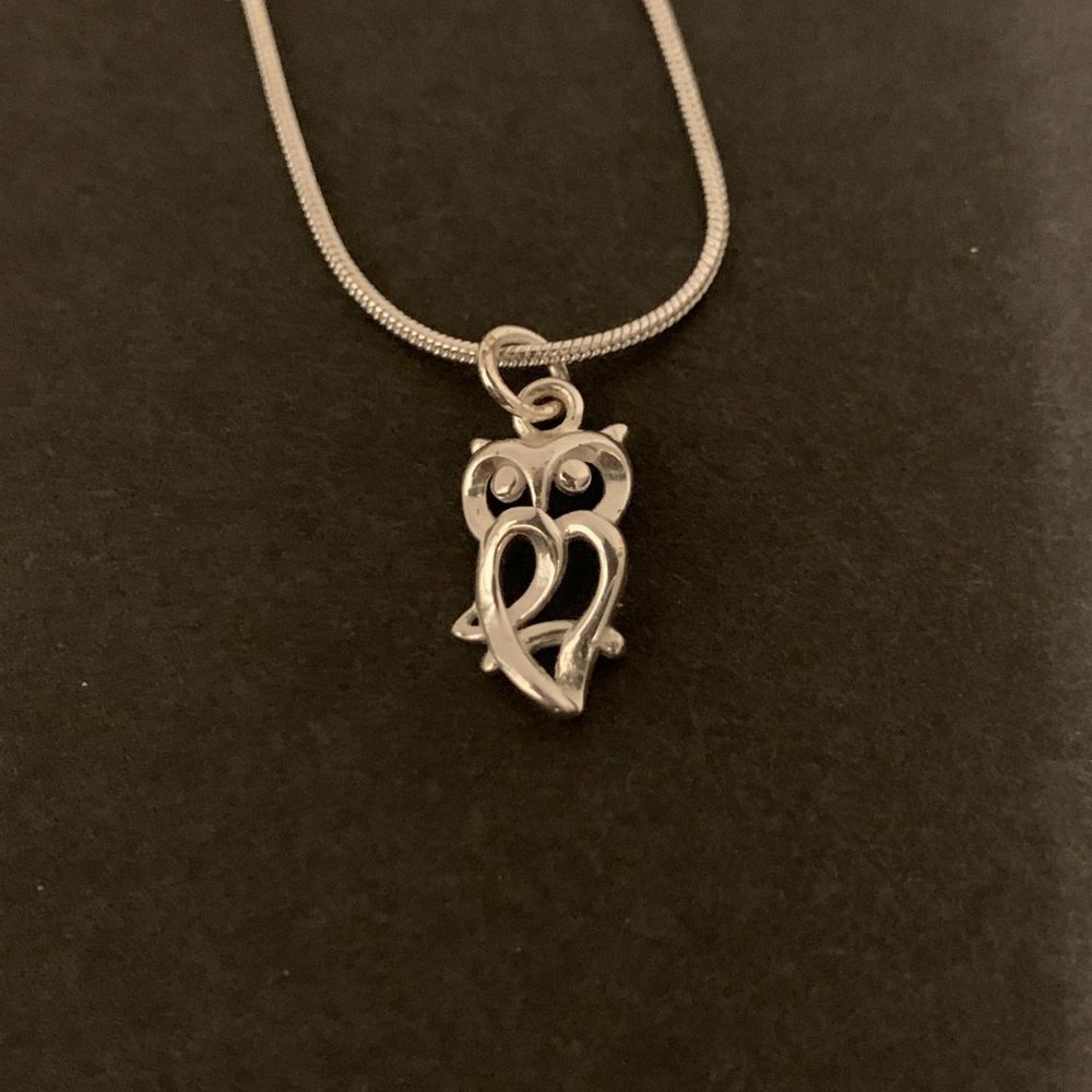 Sterling Silver 92.5 Snake Chain Owl Charm Pendant Necklace NWOT